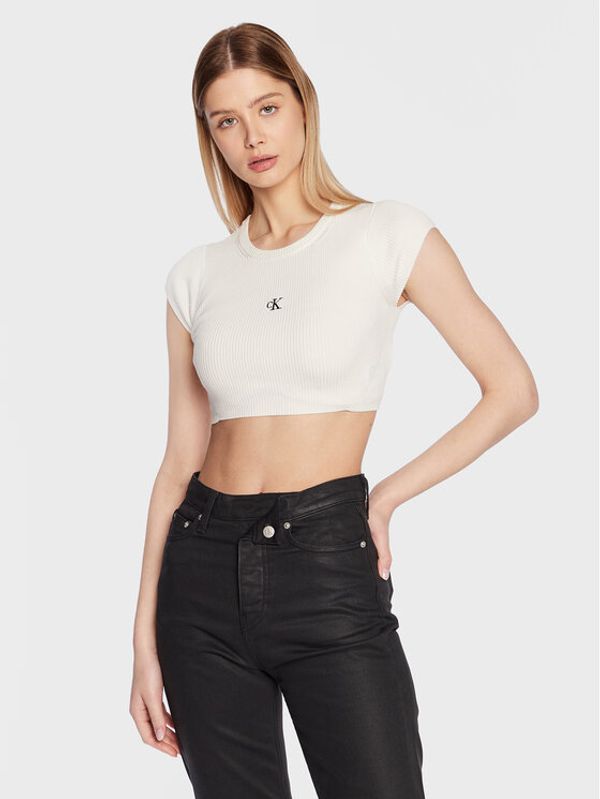 Calvin Klein Jeans Calvin Klein Jeans Блуза J20J220709 Бял Cropped Fit