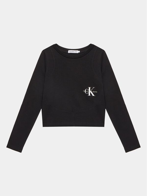 Calvin Klein Jeans Calvin Klein Jeans Блуза Monogram Off Placed IG0IG02104 Черен Slim Fit