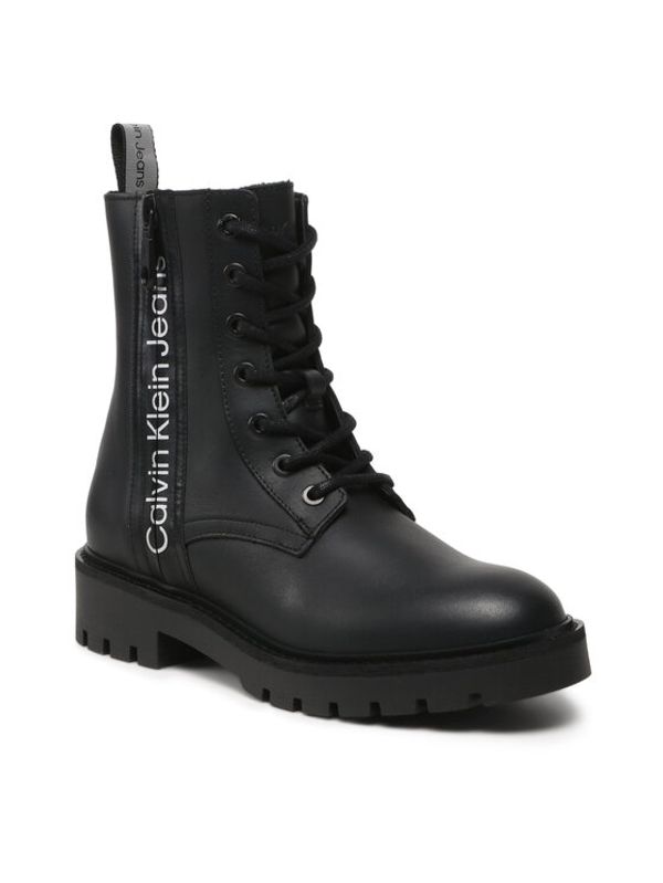 Calvin Klein Jeans Calvin Klein Jeans Боти Combat Mid Laceup Boot Zip Wn YW0YW01035 Черен