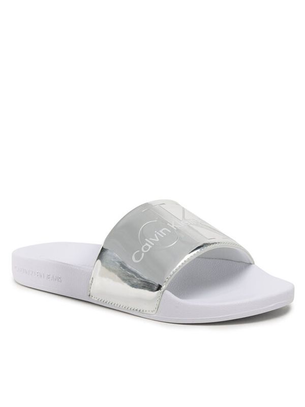 Calvin Klein Jeans Calvin Klein Jeans Чехли Slide Metallic Monologo YW0YW00638 Сребрист