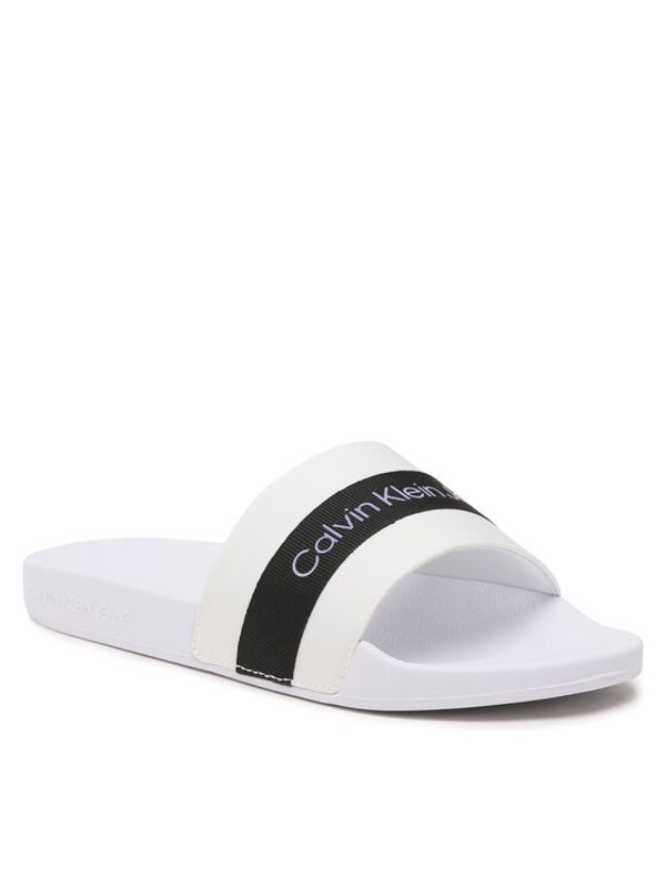 Calvin Klein Jeans Calvin Klein Jeans Чехли Slide Printed Logo Web YW0YW01244 Бял