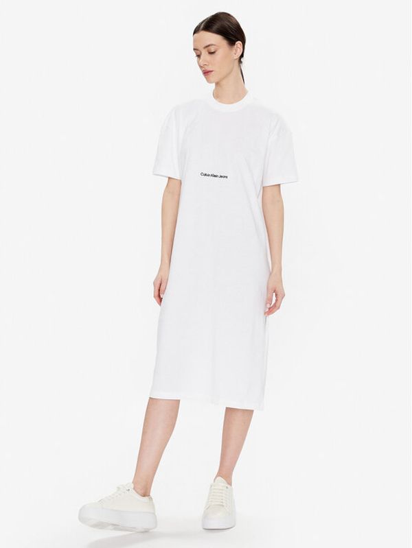 Calvin Klein Jeans Calvin Klein Jeans Ежедневна рокля J20J220742 Бял Relaxed Fit