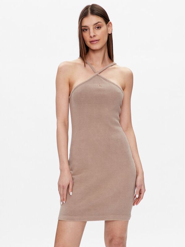 Calvin Klein Jeans Calvin Klein Jeans Ежедневна рокля J20J220752 Бежов Slim Fit