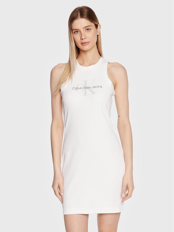 Calvin Klein Jeans Calvin Klein Jeans Ежедневна рокля J20J220754 Бял Slim Fit