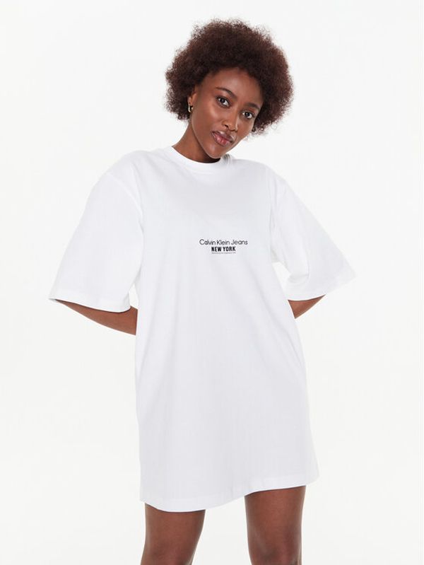 Calvin Klein Jeans Calvin Klein Jeans Ежедневна рокля J20J220755 Бял Relaxed Fit