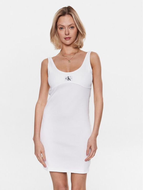 Calvin Klein Jeans Calvin Klein Jeans Ежедневна рокля J20J221400 Бял Slim Fit