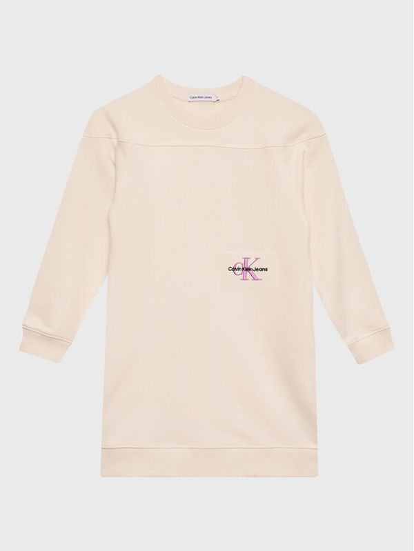 Calvin Klein Jeans Calvin Klein Jeans Ежедневна рокля Monogram Off Placed IG0IG01827 Бежов Regular Fit