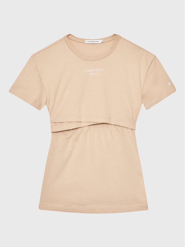 Calvin Klein Jeans Calvin Klein Jeans Ежедневна рокля Overlap IG0IG01959 Бежов Regular Fit