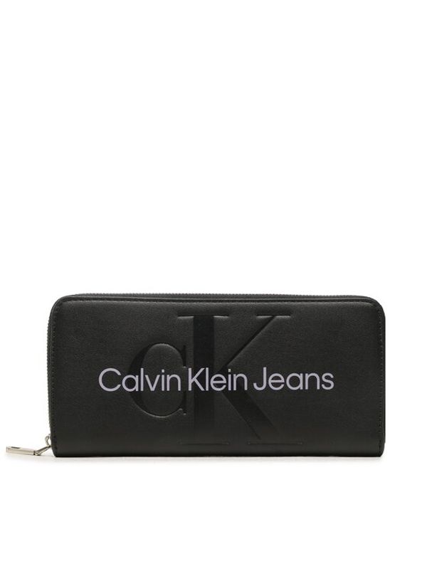 Calvin Klein Jeans Calvin Klein Jeans Голям дамски портфейл Sculpted Mono Zip Around Mono K60K607634 Черен