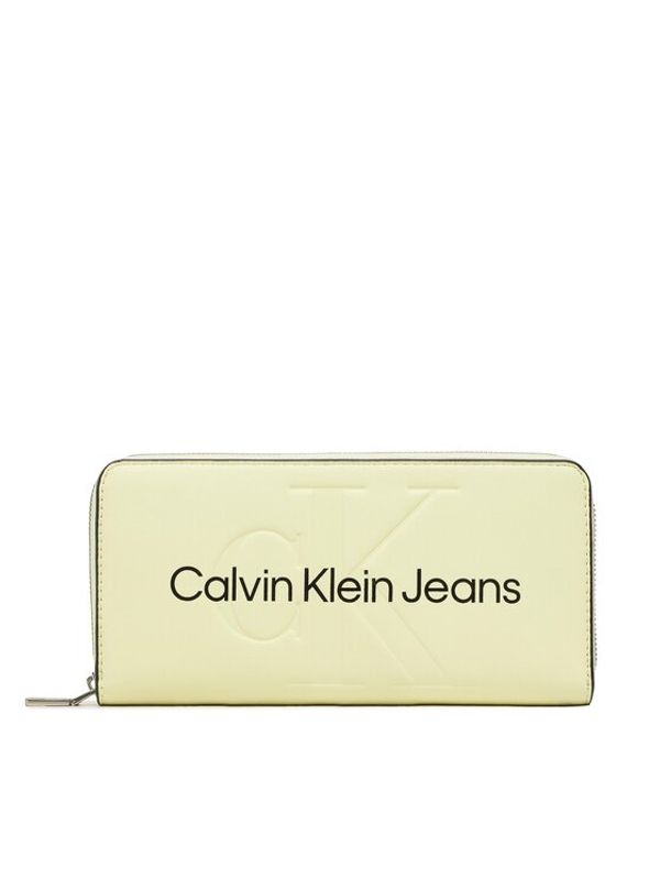 Calvin Klein Jeans Calvin Klein Jeans Голям дамски портфейл Sculpted Mono Zip Around Mono K60K607634 Зелен