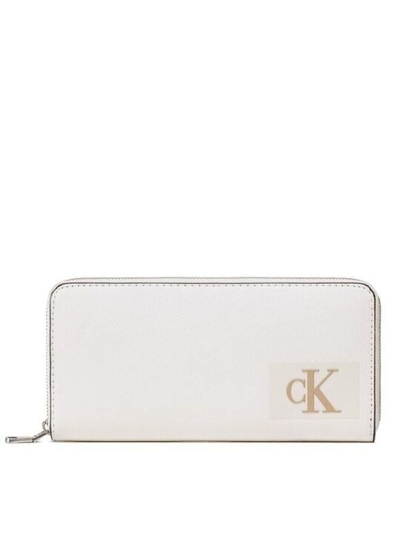 Calvin Klein Jeans Calvin Klein Jeans Голям дамски портфейл Sculpted Zip Around Twill K60K610350 Бял