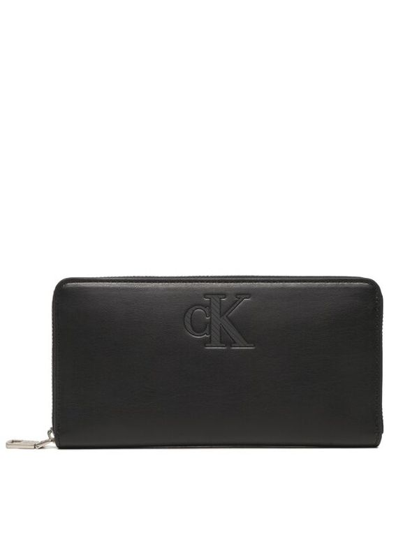 Calvin Klein Jeans Calvin Klein Jeans Голям дамски портфейл Sleek Zip Around Solid K60K610346 Черен