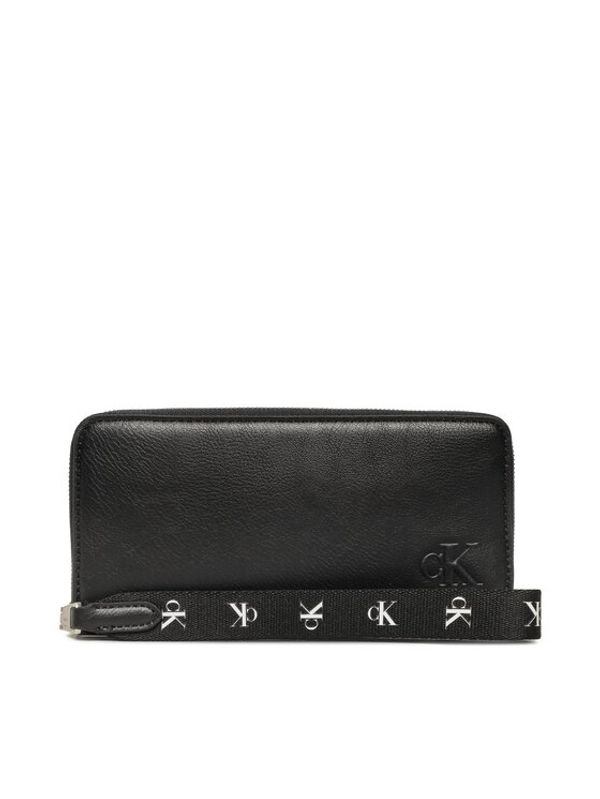 Calvin Klein Jeans Calvin Klein Jeans Голям дамски портфейл Ultralight Zip Around W/Wristlet K60K610340 Черен