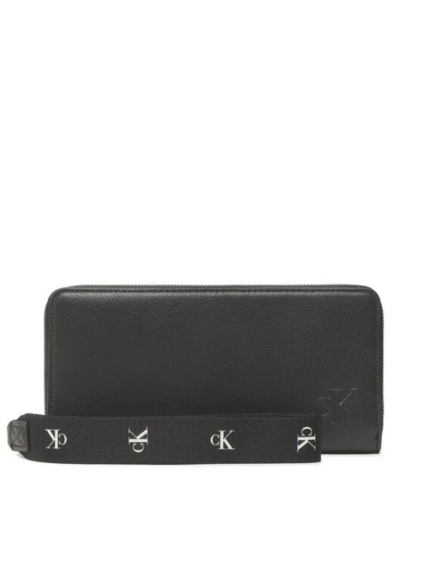 Calvin Klein Jeans Calvin Klein Jeans Голям дамски портфейл Ultralight Zip Around W/Wristlet K60K610705 Черен