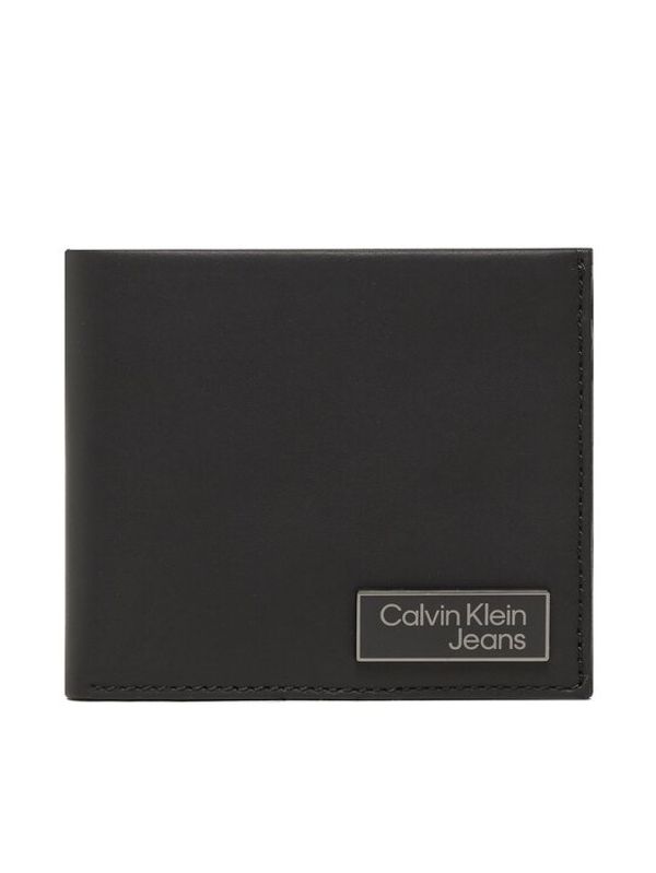 Calvin Klein Jeans Calvin Klein Jeans Голям мъжки портфейл Logo Plaque Bilfold W/Coin K50K510127 Черен
