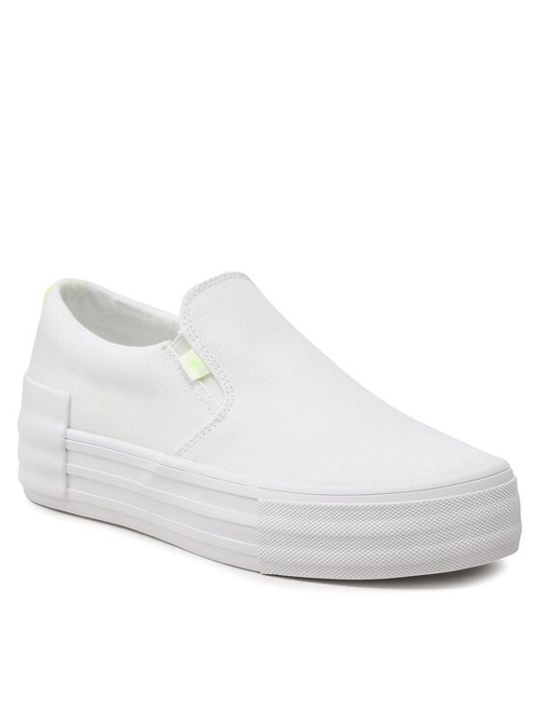 Calvin Klein Jeans Calvin Klein Jeans Гуменки Vulc Flatf Bold Slipon Fluo Cont YW0YW00905 Бял