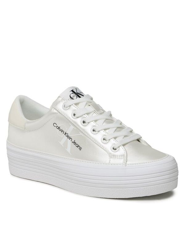 Calvin Klein Jeans Calvin Klein Jeans Гуменки Vulc Flatform Laceup Ny Pearl Wn YW0YW01037 Бял