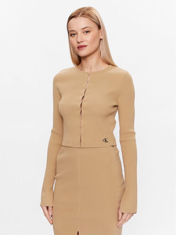 Calvin Klein Jeans Calvin Klein Jeans Кардиган J20J221349 Бежов Slim Fit