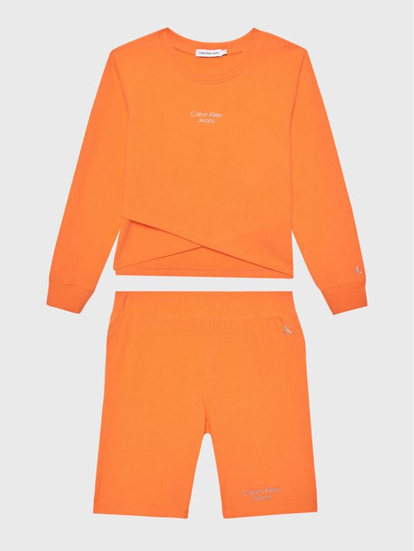 Calvin Klein Jeans Calvin Klein Jeans Комплект суитшърт и клин IG0IG01929 Оранжев Regular Fit