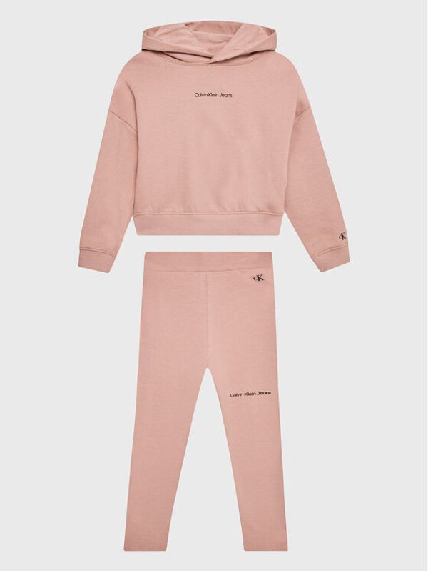 Calvin Klein Jeans Calvin Klein Jeans Комплект суитшърт и клин Logo IG0IG01867 Розов Regular Fit