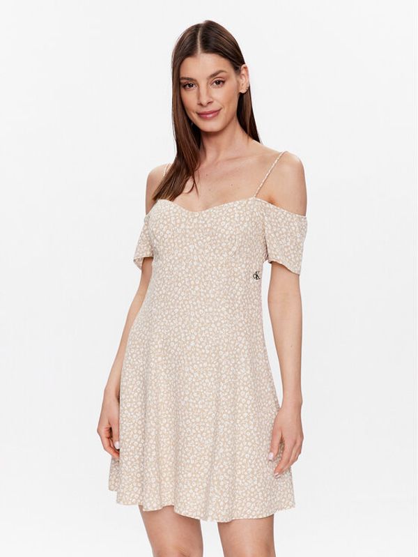 Calvin Klein Jeans Calvin Klein Jeans Лятна рокля J20J221073 Бежов Regular Fit