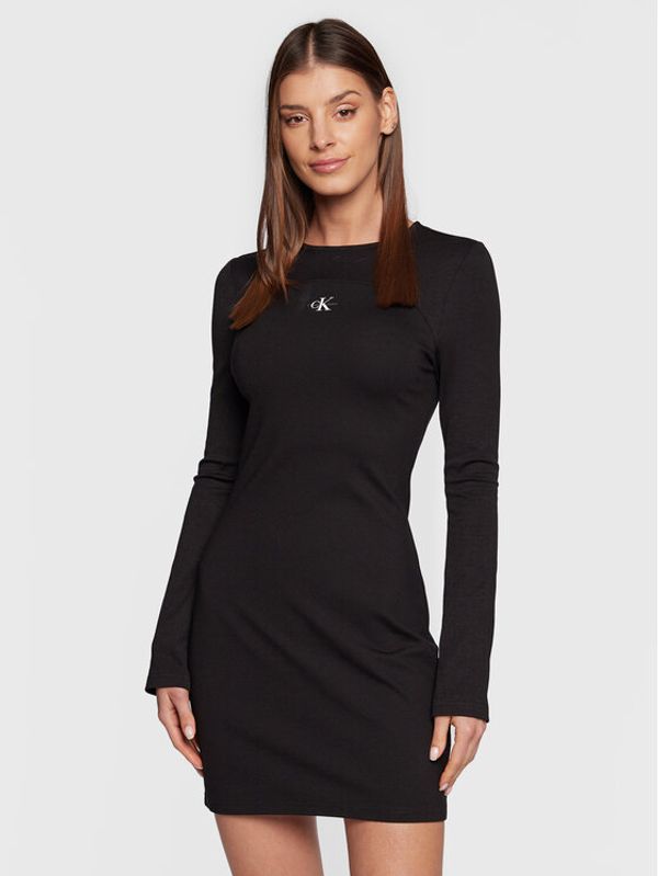 Calvin Klein Jeans Calvin Klein Jeans Плетена рокля J20J220351 Черен Slim Fit