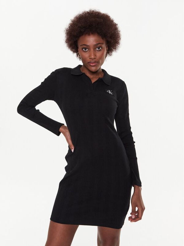 Calvin Klein Jeans Calvin Klein Jeans Плетена рокля J20J220352 Черен Regular Fit