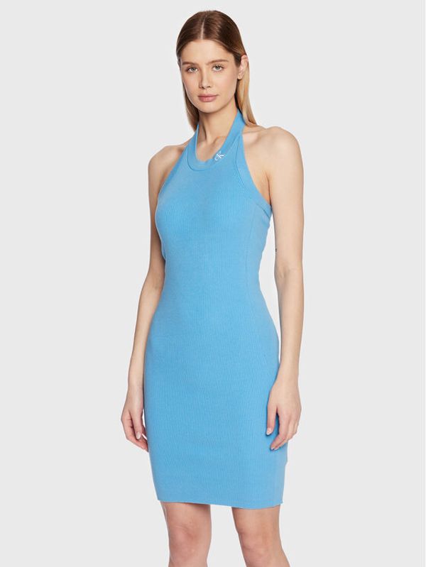 Calvin Klein Jeans Calvin Klein Jeans Плетена рокля J20J220743 Син Slim Fit