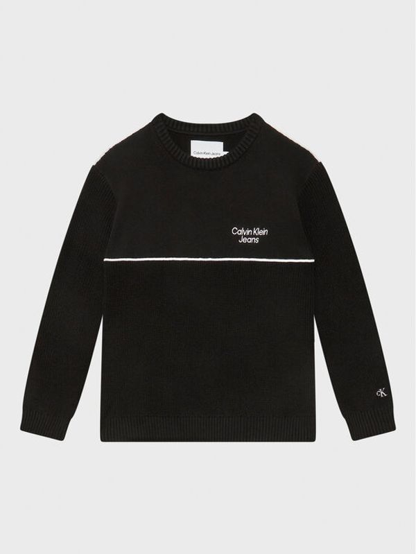 Calvin Klein Jeans Calvin Klein Jeans Пуловер Piping Stack Logo IB0IB01363 Черен Regular Fit