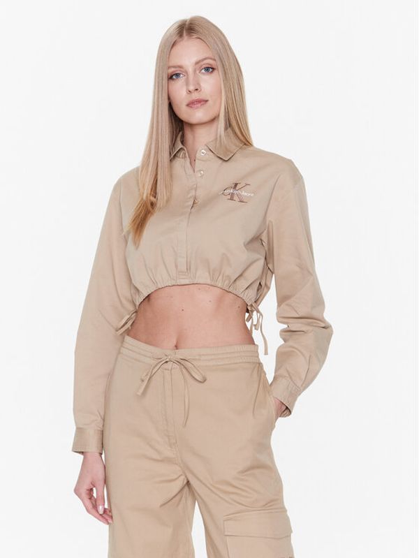 Calvin Klein Jeans Calvin Klein Jeans Риза J20J220330 Бежов Cropped Fit