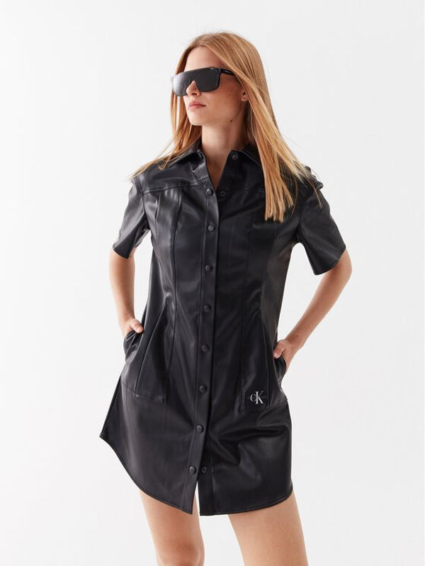 Calvin Klein Jeans Calvin Klein Jeans Рокля от имитация на кожа J20J221388 Черен Slim Fit