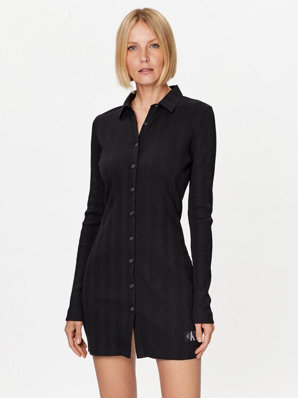 Calvin Klein Jeans Calvin Klein Jeans Рокля тип риза J20J221644 Черен Slim Fit