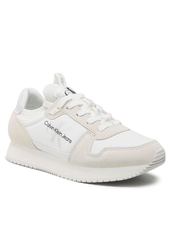 Calvin Klein Jeans Calvin Klein Jeans Сникърси Runner Sock Laceup Ny-Lth W YW0YW00840 Бял
