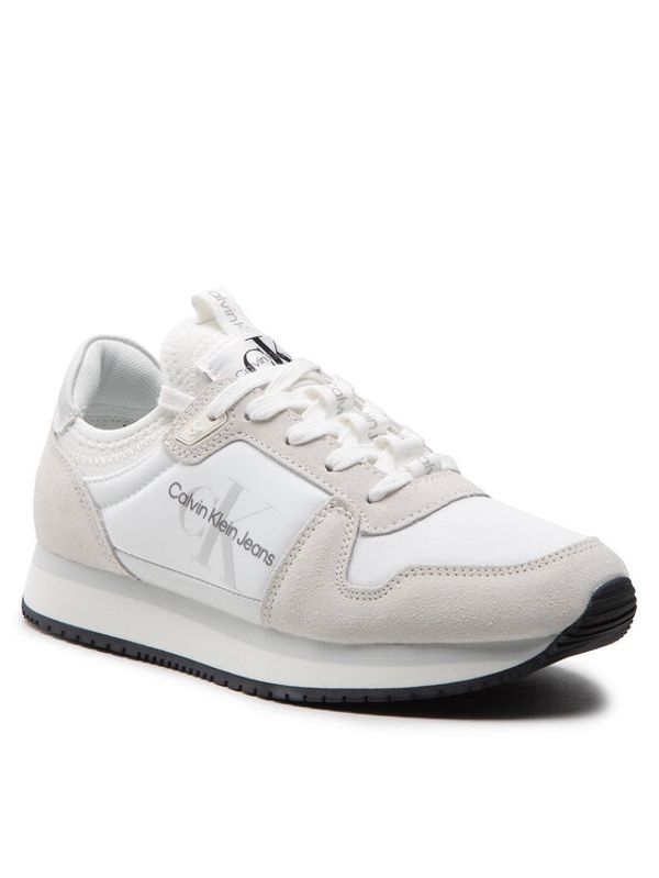 Calvin Klein Jeans Calvin Klein Jeans Сникърси Runner Sock Laceup Ny-Lth Wn YW0YW00840 Бял