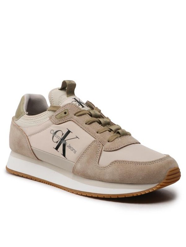 Calvin Klein Jeans Calvin Klein Jeans Сникърси Runner Sock Laceup Ny-Lth YM0YM00553 Бежов