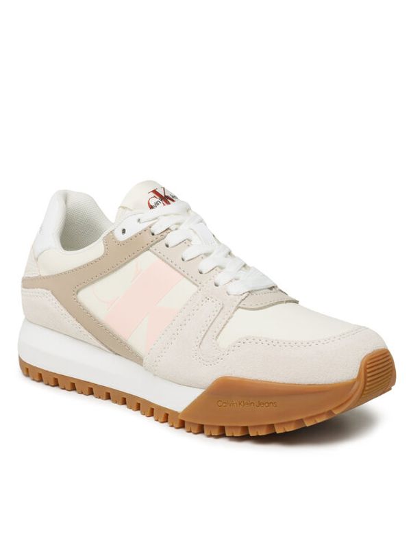 Calvin Klein Jeans Calvin Klein Jeans Сникърси Toothy Run Laceup Low Lth Mix Wn YW0YW01052 Екрю