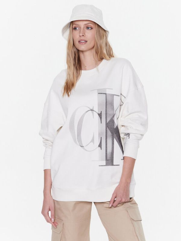 Calvin Klein Jeans Calvin Klein Jeans Суитшърт J20J220421 Бял Relaxed Fit