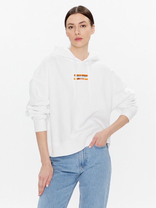 Calvin Klein Jeans Calvin Klein Jeans Суитшърт J20J220701 Бял Relaxed Fit