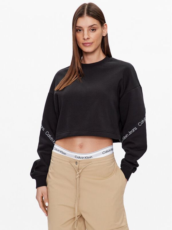 Calvin Klein Jeans Calvin Klein Jeans Суитшърт Logo Tape J20J220693 Черен Relaxed Fit