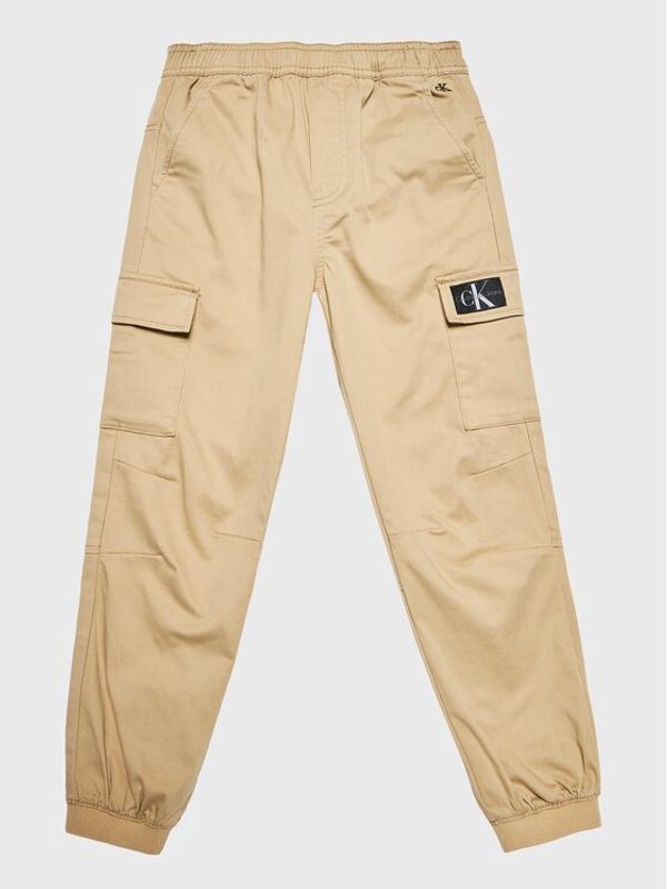 Calvin Klein Jeans Calvin Klein Jeans Текстилни панталони Cargo IB0IB01341 Екрю Regular Fit