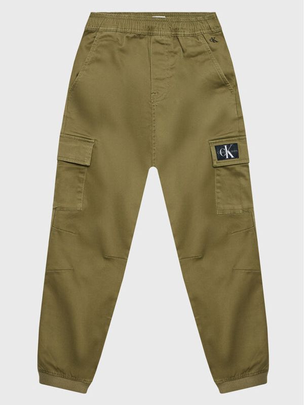 Calvin Klein Jeans Calvin Klein Jeans Текстилни панталони Cargo IB0IB01341 Зелен Regular Fit