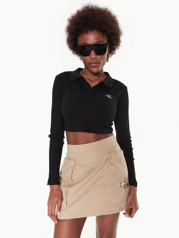 Calvin Klein Jeans Calvin Klein Jeans Тениска с яка и копчета J20J220535 Черен Slim Fit