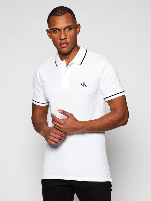 Calvin Klein Jeans Calvin Klein Jeans Тениска с яка и копчета J30J315603 Бял Slim Fit