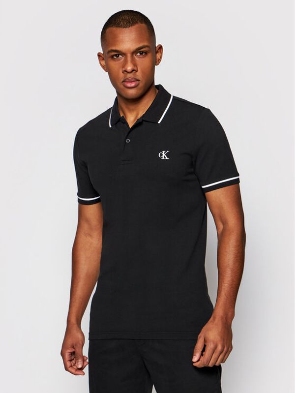 Calvin Klein Jeans Calvin Klein Jeans Тениска с яка и копчета J30J315603 Черен Slim Fit