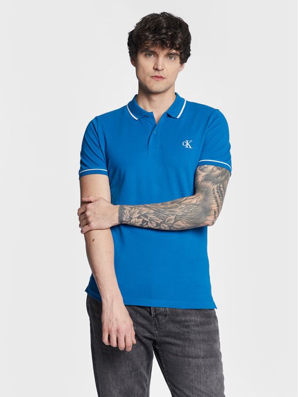 Calvin Klein Jeans Calvin Klein Jeans Тениска с яка и копчета J30J315603 Син Slim Fit