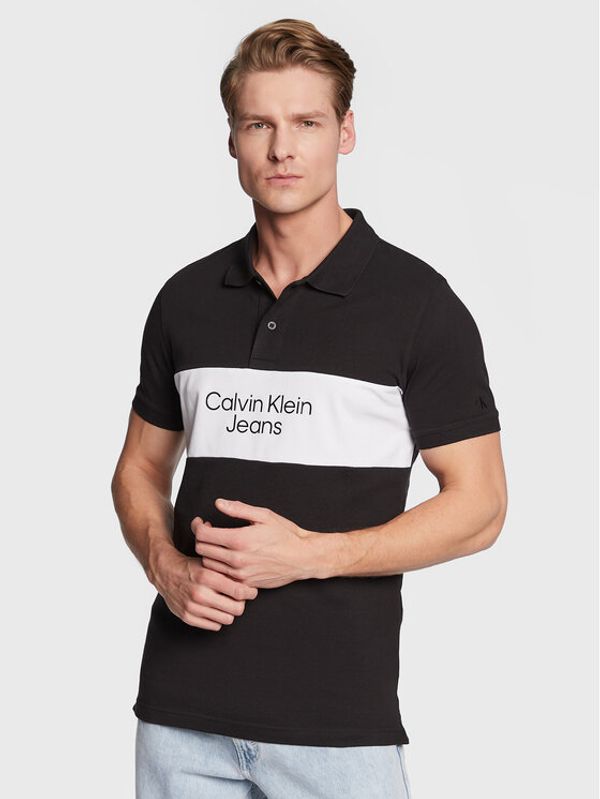 Calvin Klein Jeans Calvin Klein Jeans Тениска с яка и копчета J30J322449 Черен Slim Fit