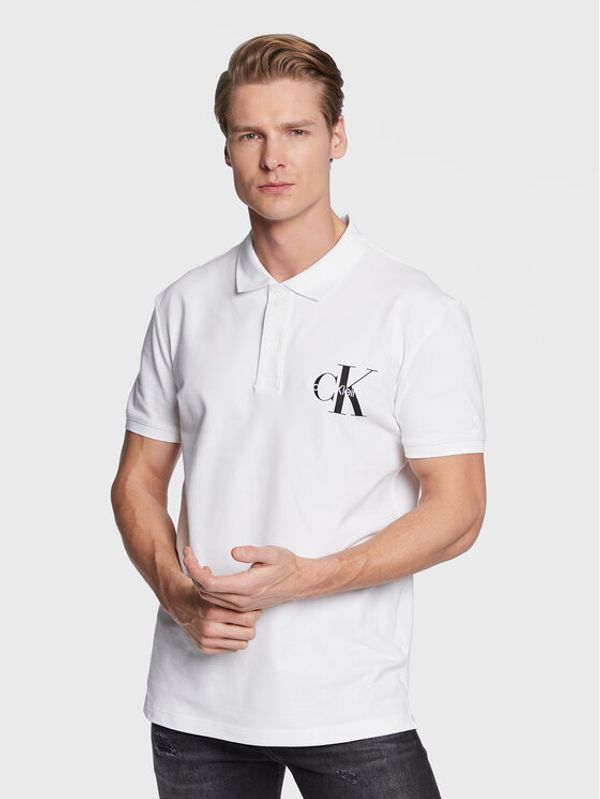 Calvin Klein Jeans Calvin Klein Jeans Тениска с яка и копчета J30J322851 Бял Regular Fit