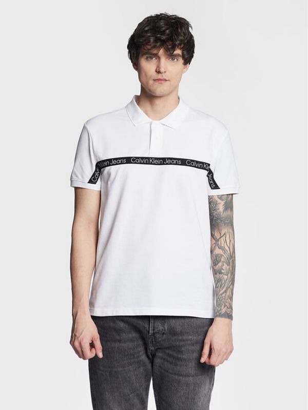 Calvin Klein Jeans Calvin Klein Jeans Тениска с яка и копчета J30J322856 Бял Regular Fit