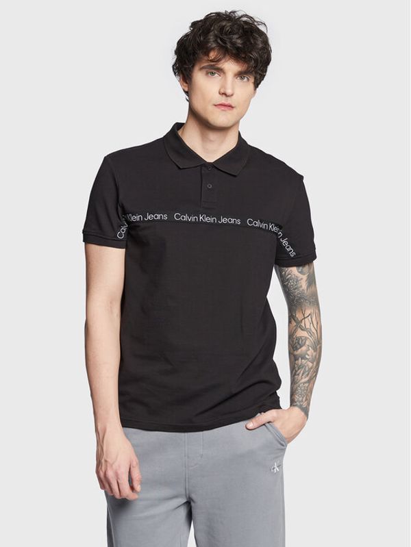 Calvin Klein Jeans Calvin Klein Jeans Тениска с яка и копчета J30J322856 Черен Regular Fit