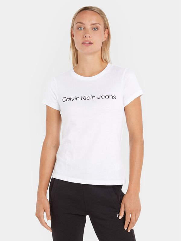 Calvin Klein Jeans Calvin Klein Jeans Тишърт J20J220253 Бял Slim Fit